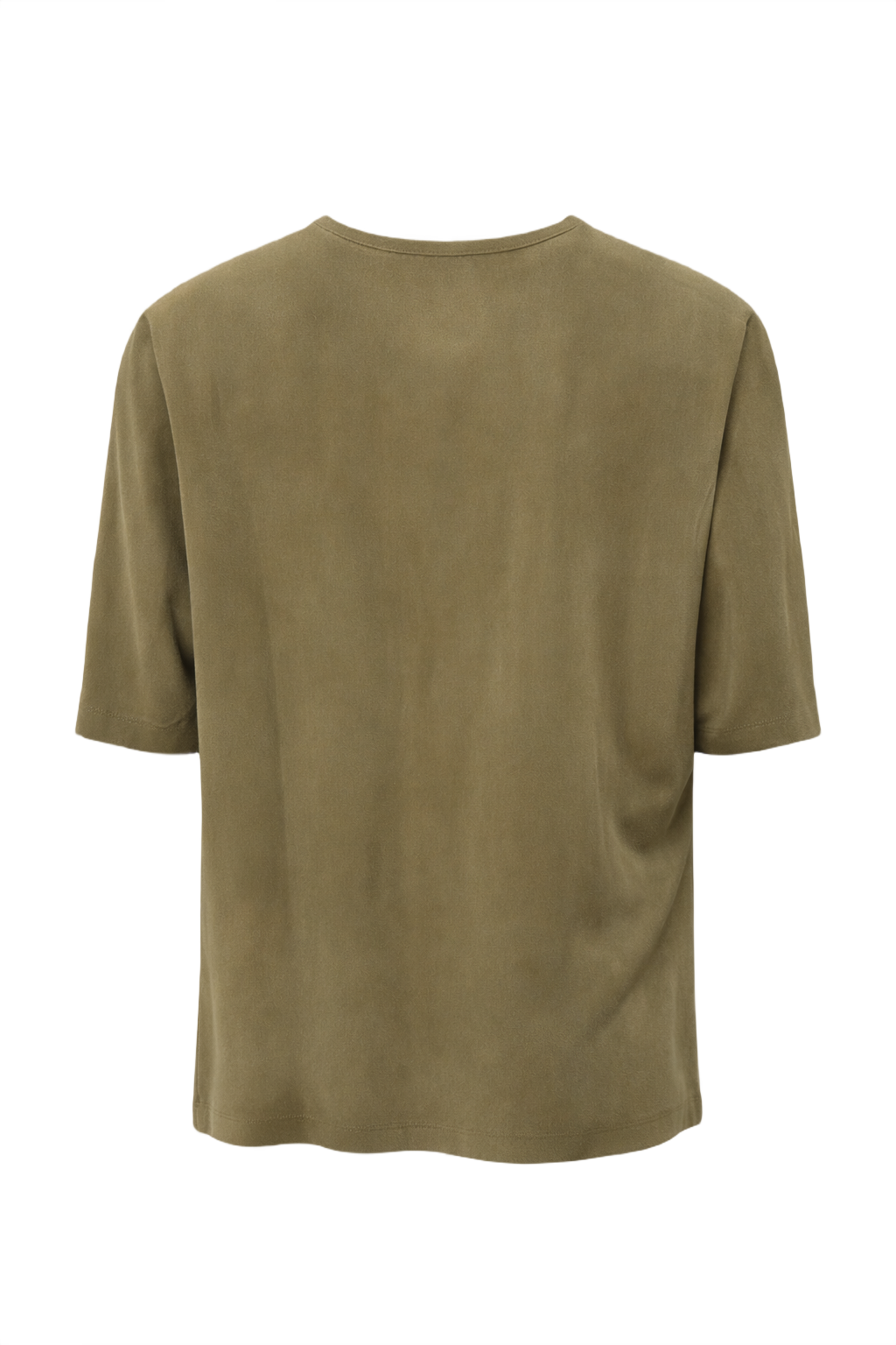 1990s Olive Green Silk Blouse - Back View