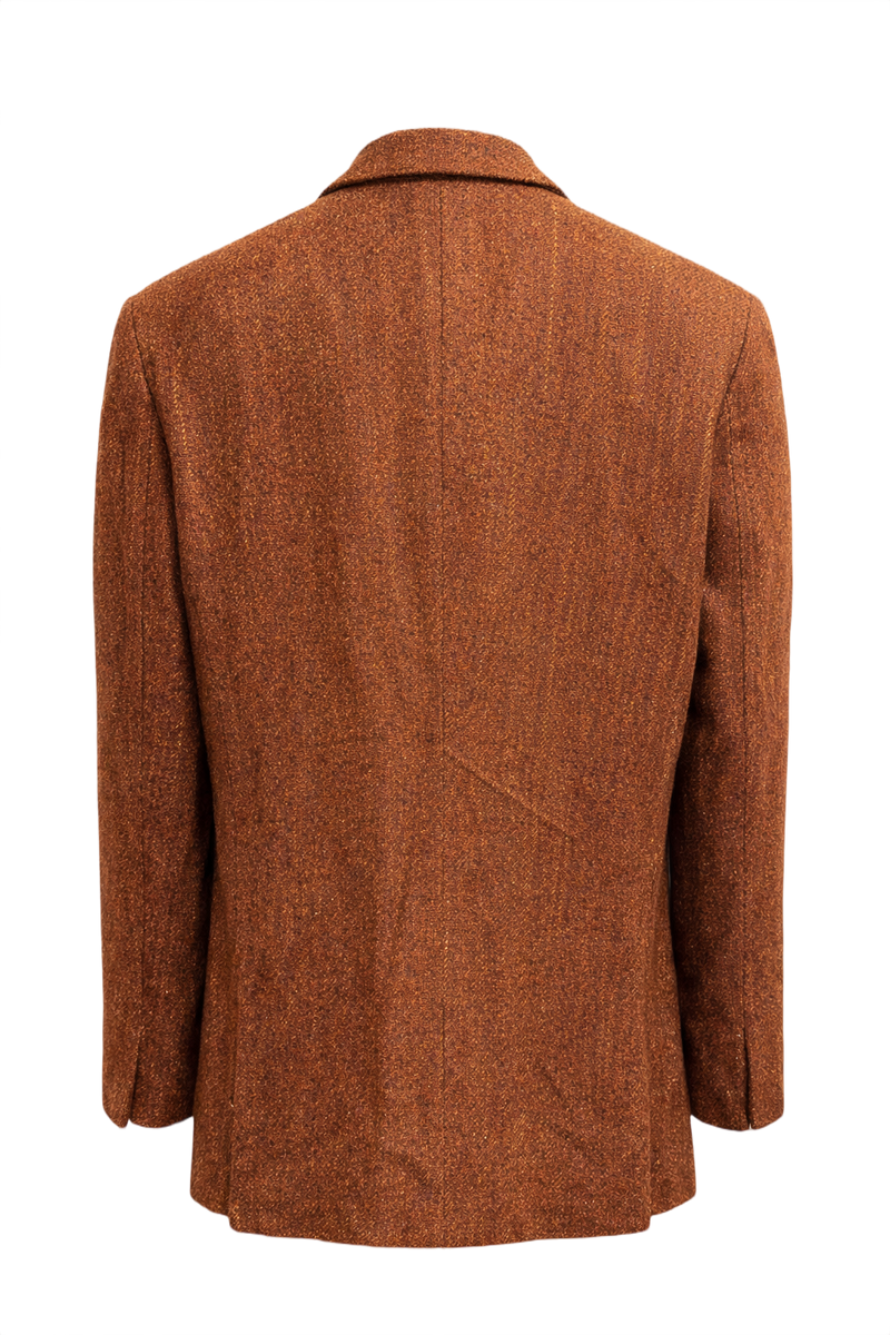 1970s Rust Brown Tweed Blazer - Back View