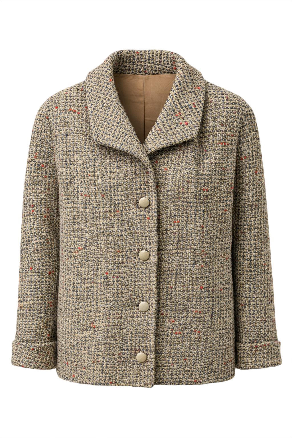1960s Tan Wool Jacket - Front View