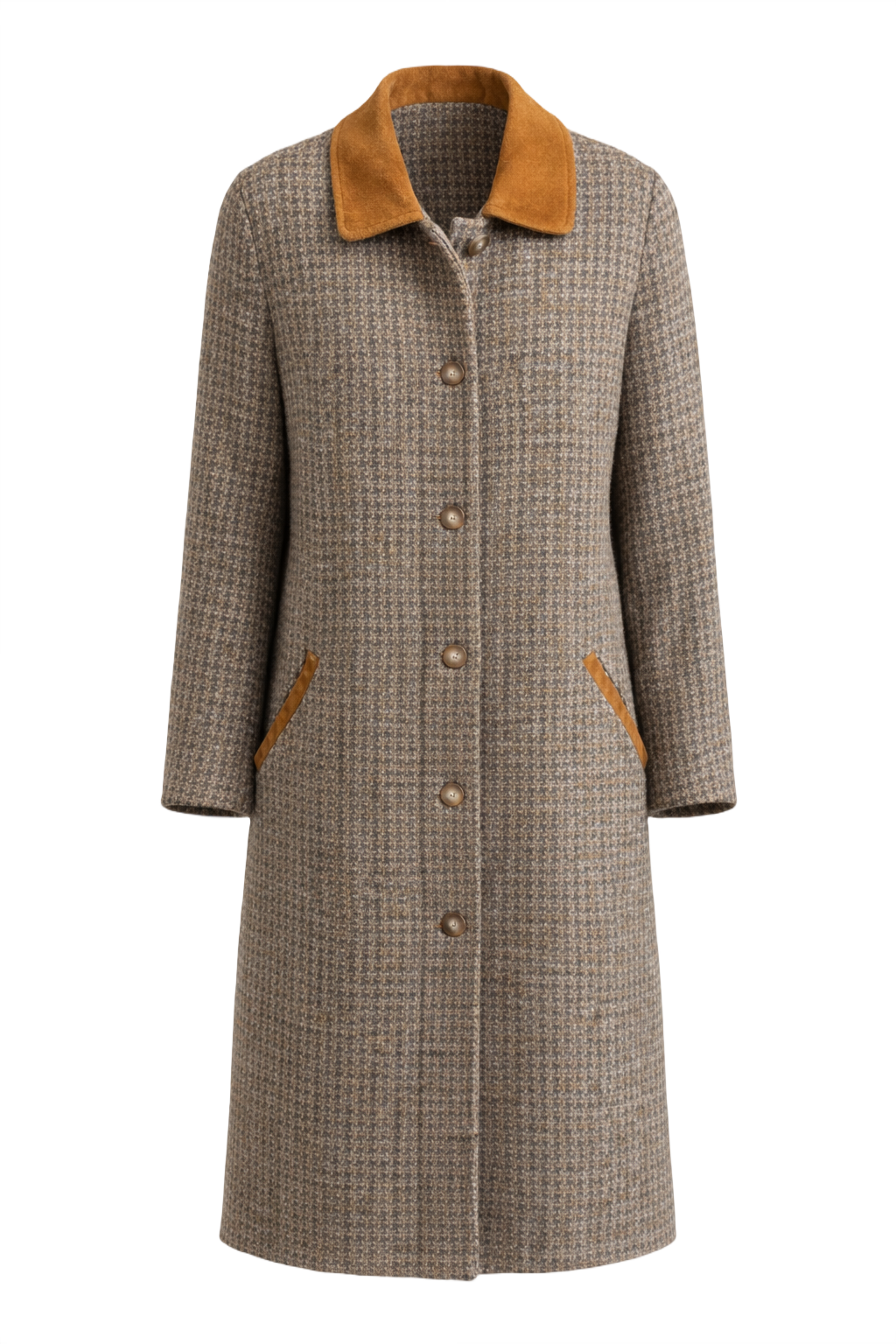 1970s Brown Wool Coat - Front View