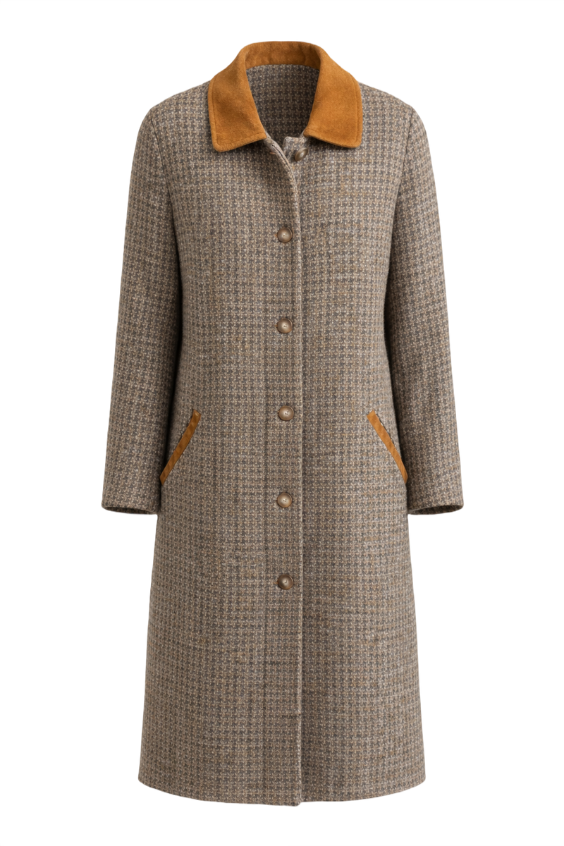 1970s Brown Wool Coat - Front View