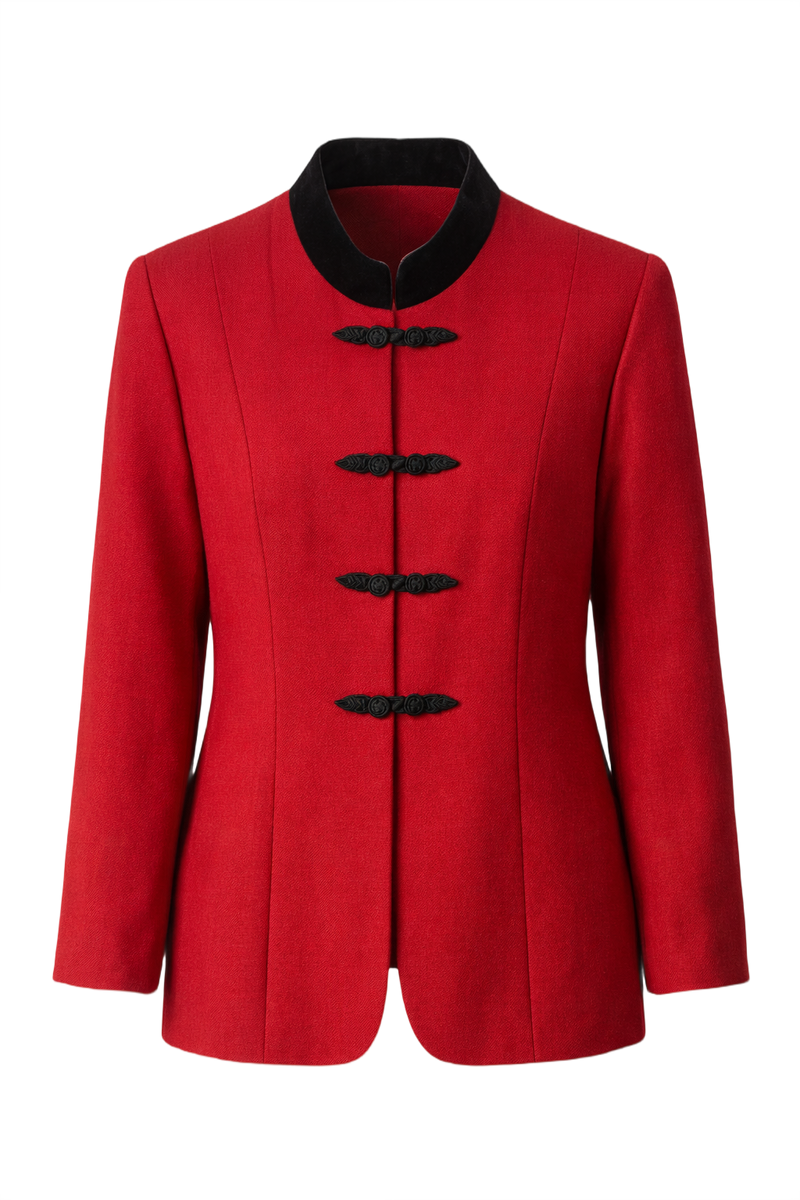 1990s Red Wool Blazer - Front View
