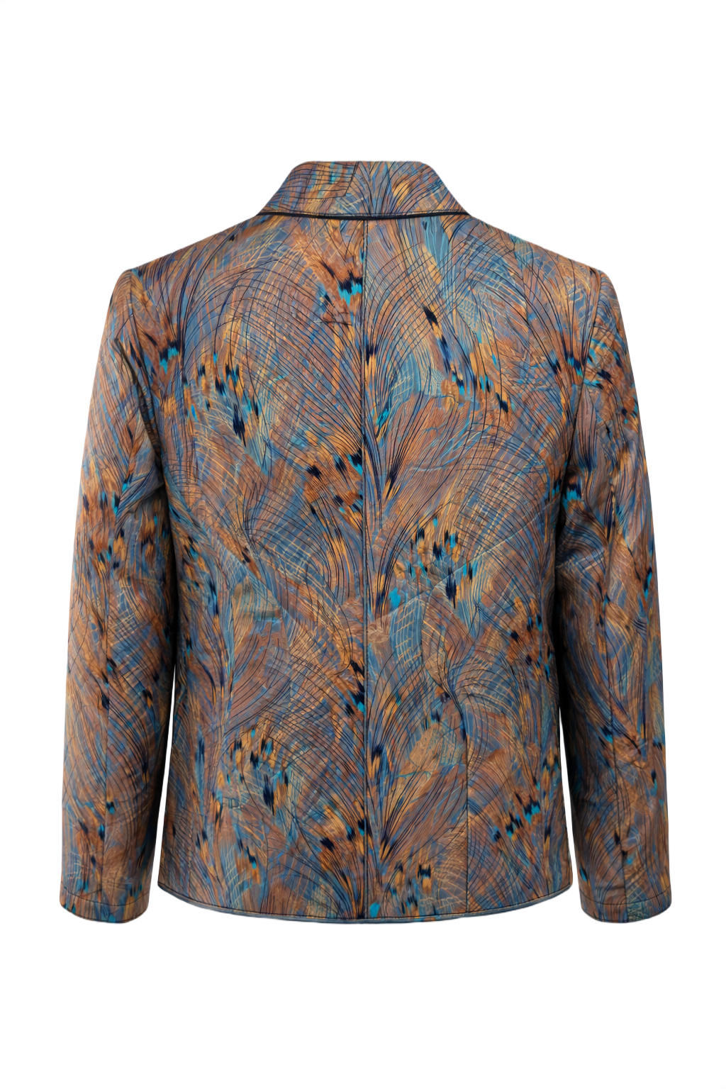 1970s Blue Silk Jacket - Back View
