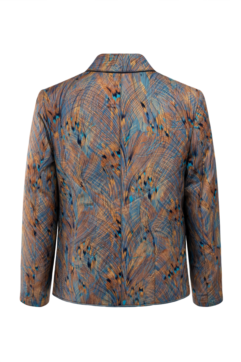 1970s Blue Silk Jacket - Back View