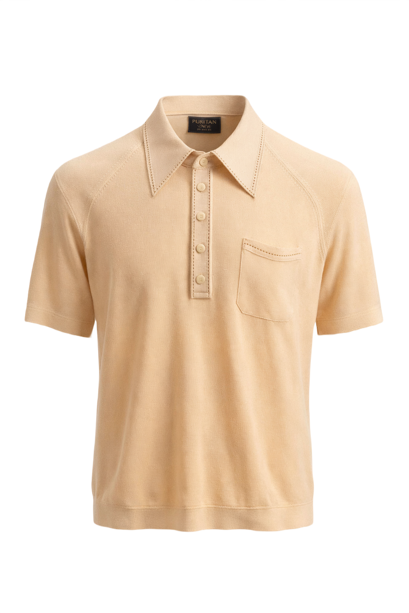 1960s Beige Synthetic Blend Shirt - Front View