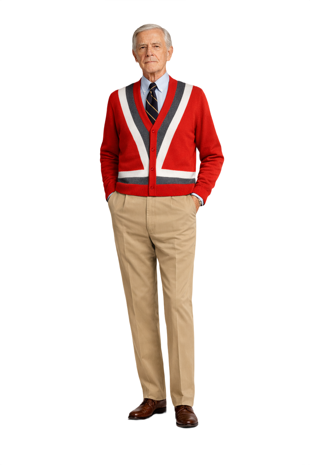 1960s Red Wool Cardigan - Model