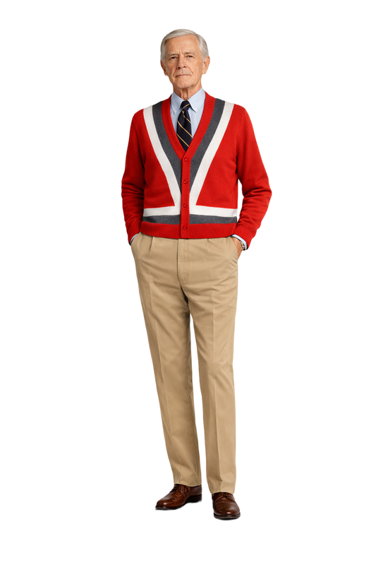 1960s Red Wool Cardigan - Model