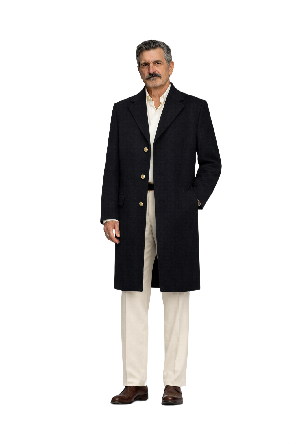 1980s Black Wool Coat - Model