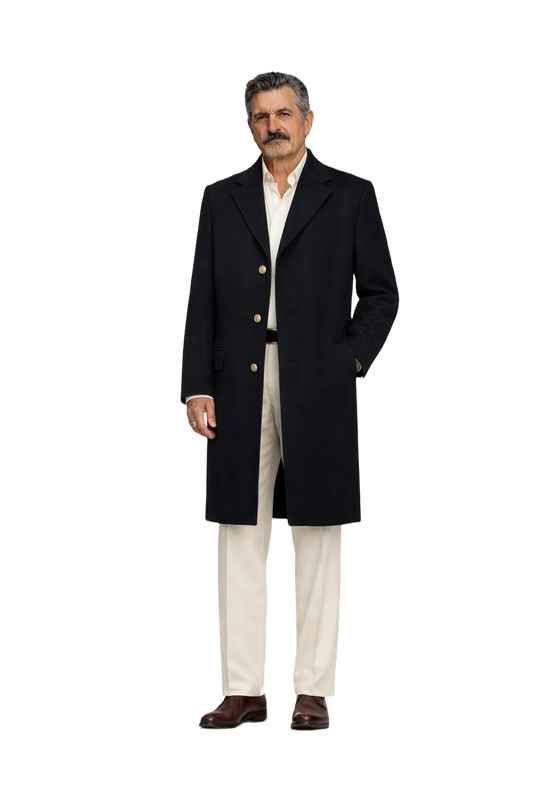 1980s Black Wool Coat - Model