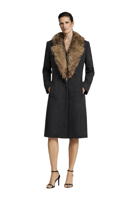 1990s Charcoal Grey Wool Coat - Model