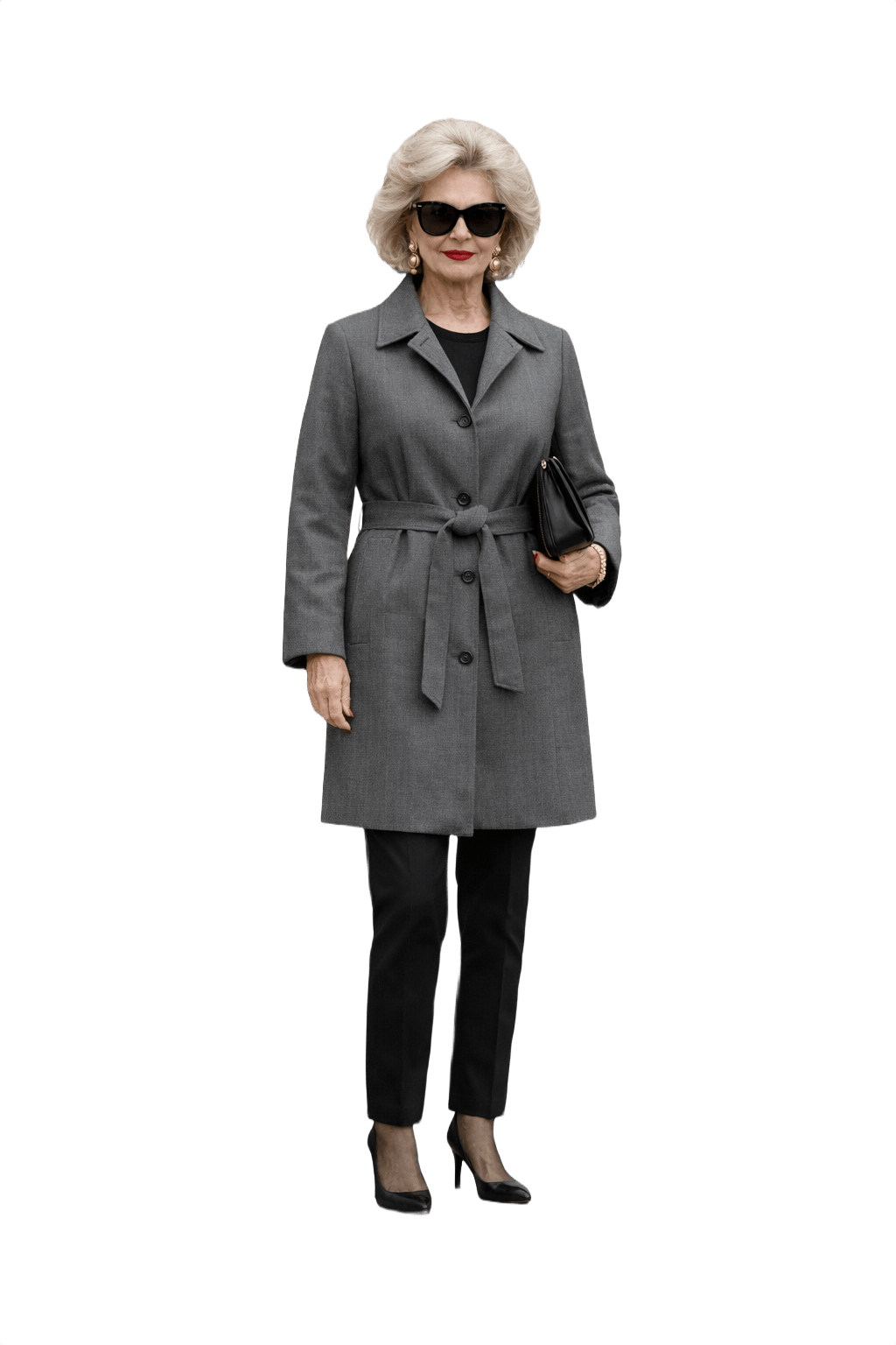 1980s Grey Wool Coat - Model