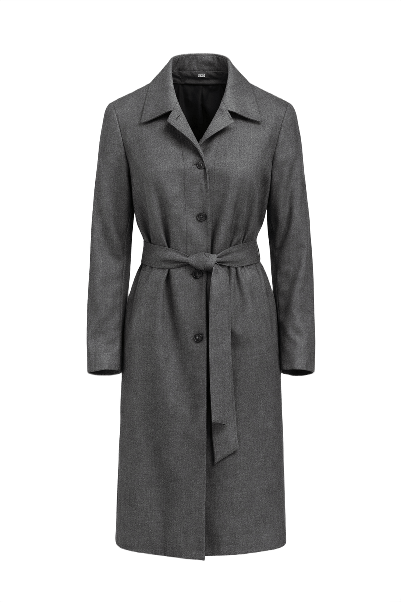 1980s Grey Wool Coat - Front View