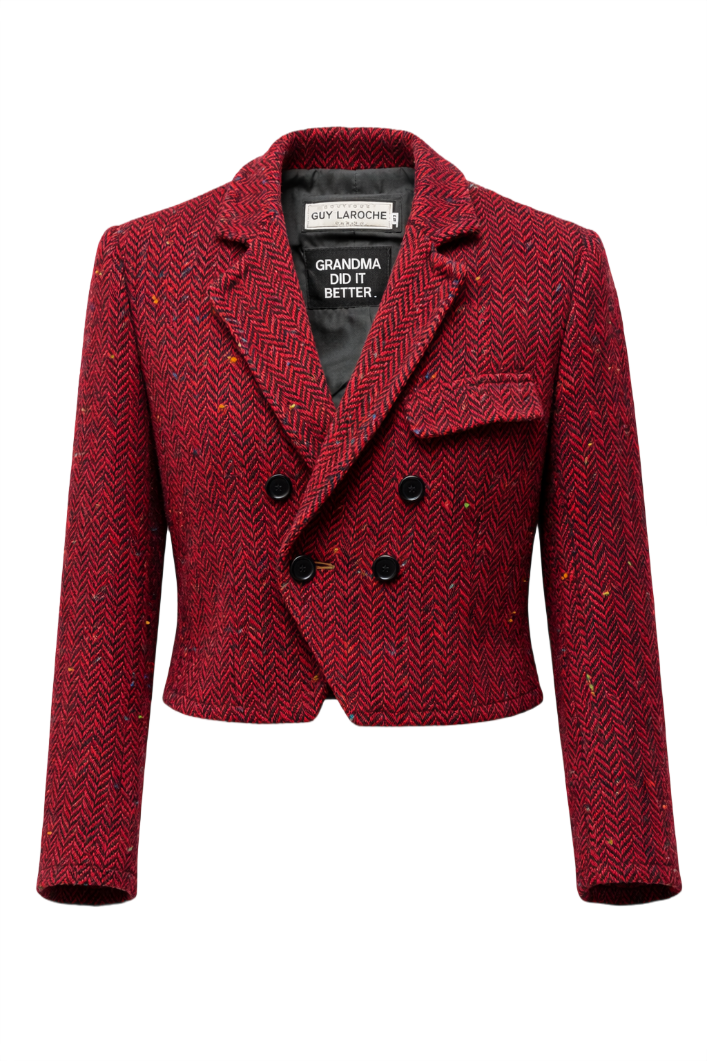 1980s Red Wool Blazer - Front View