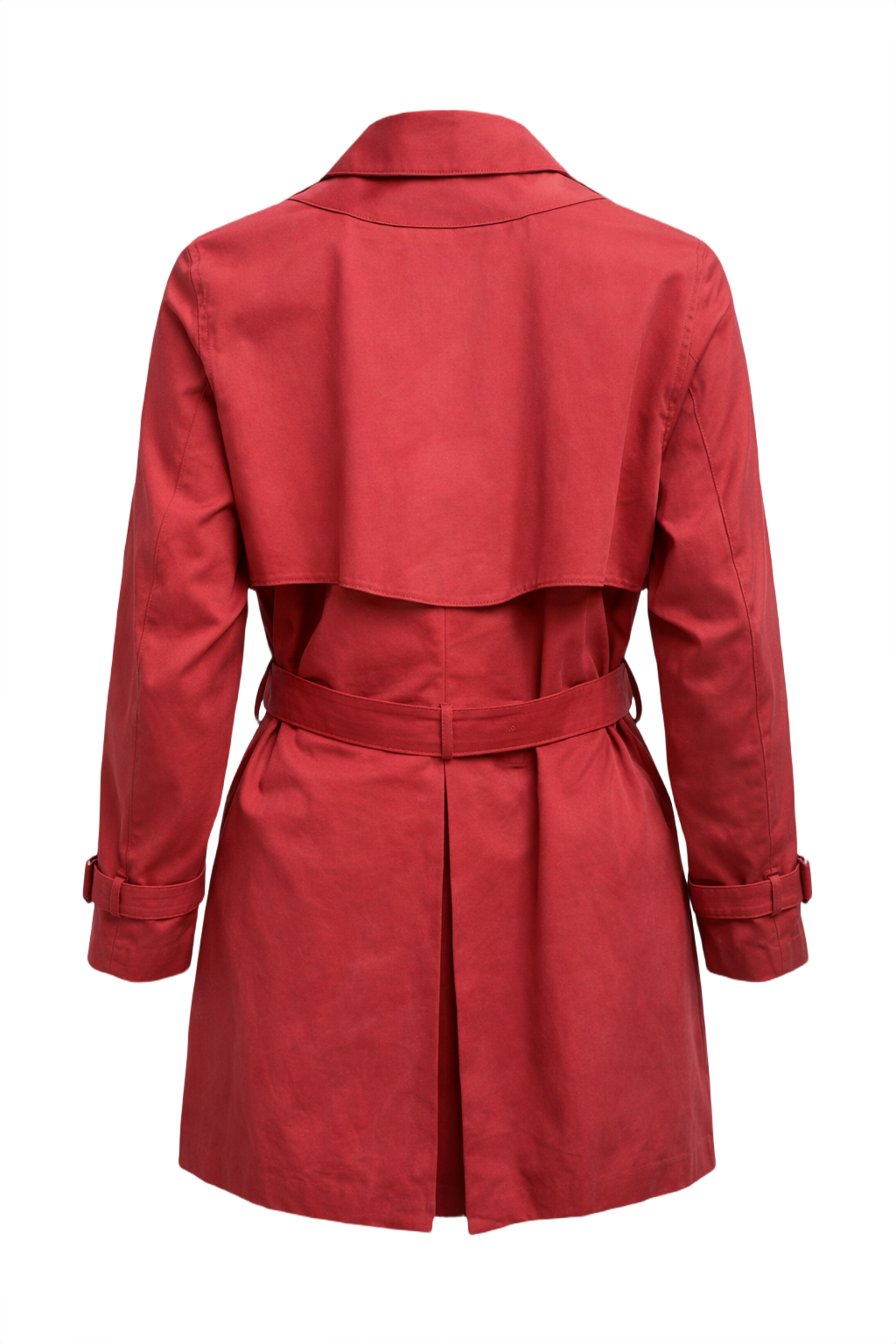 1980s Red Cotton Trench Coat - Back View
