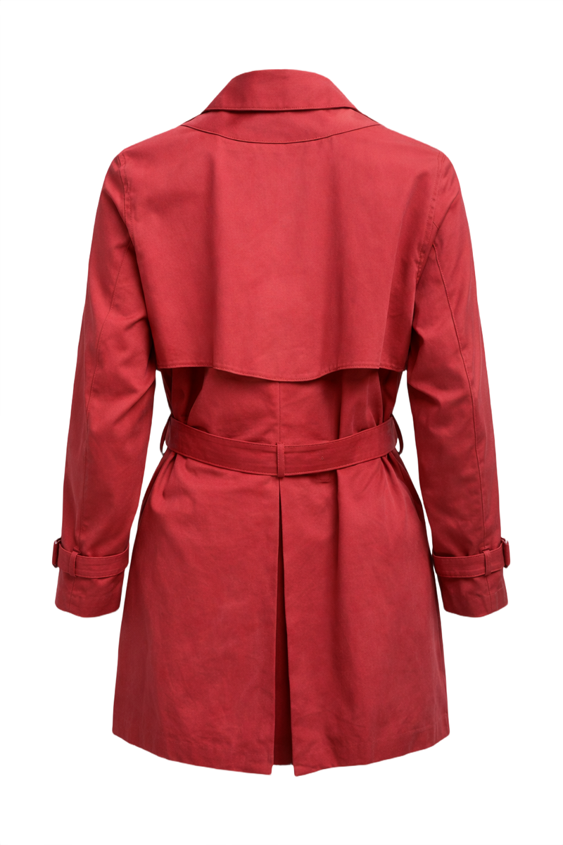 1980s Red Cotton Trench Coat - Back View