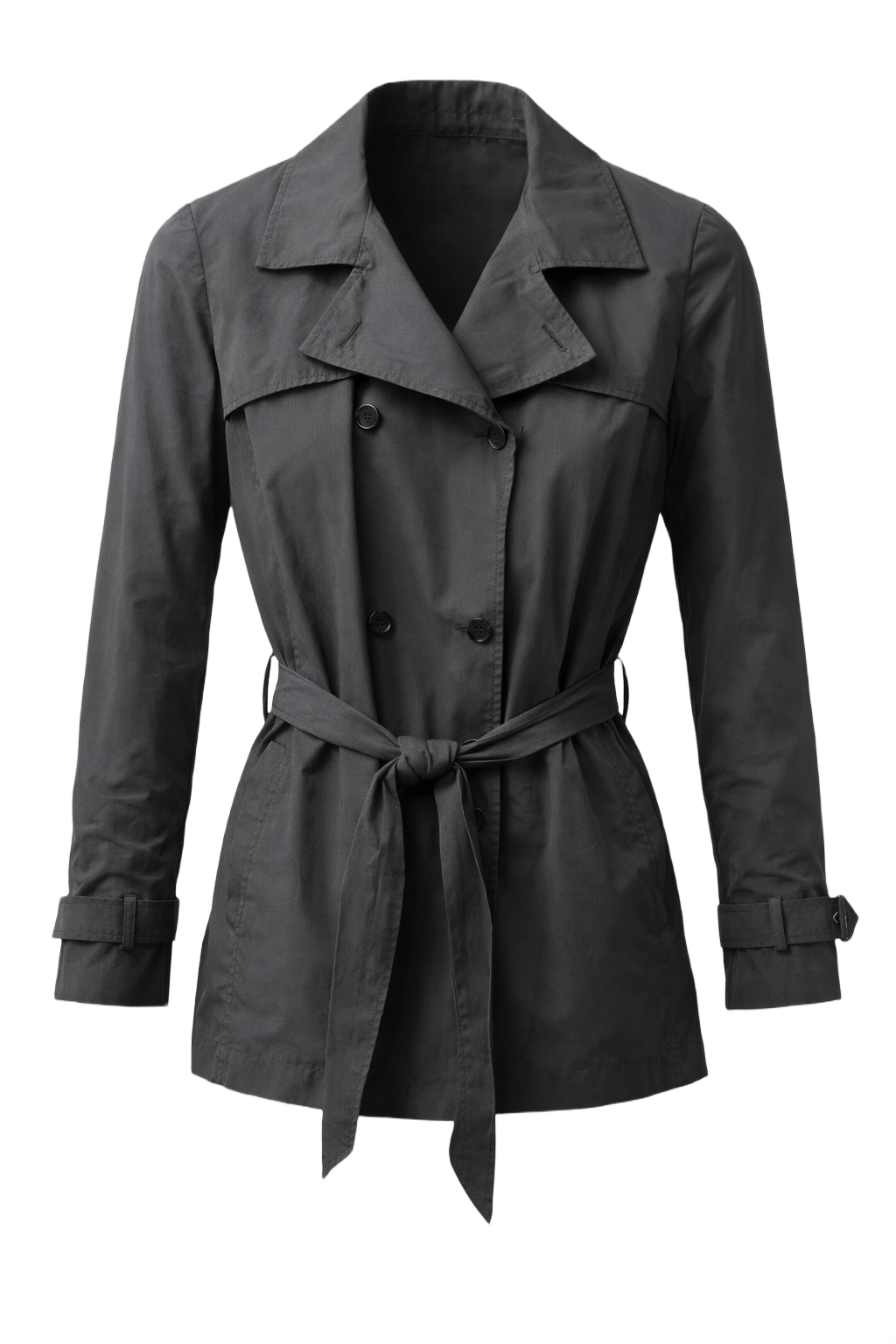 1990s Charcoal Grey Synthetic Jacket - Front View