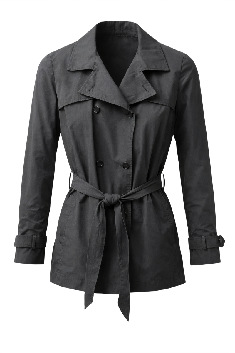 1990s Charcoal Grey Synthetic Jacket - Front View