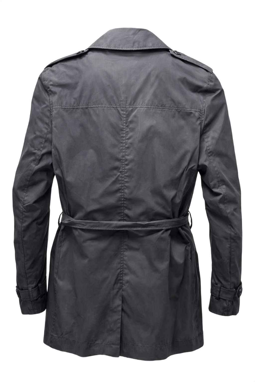 1990s Charcoal Grey Synthetic Jacket - Back View