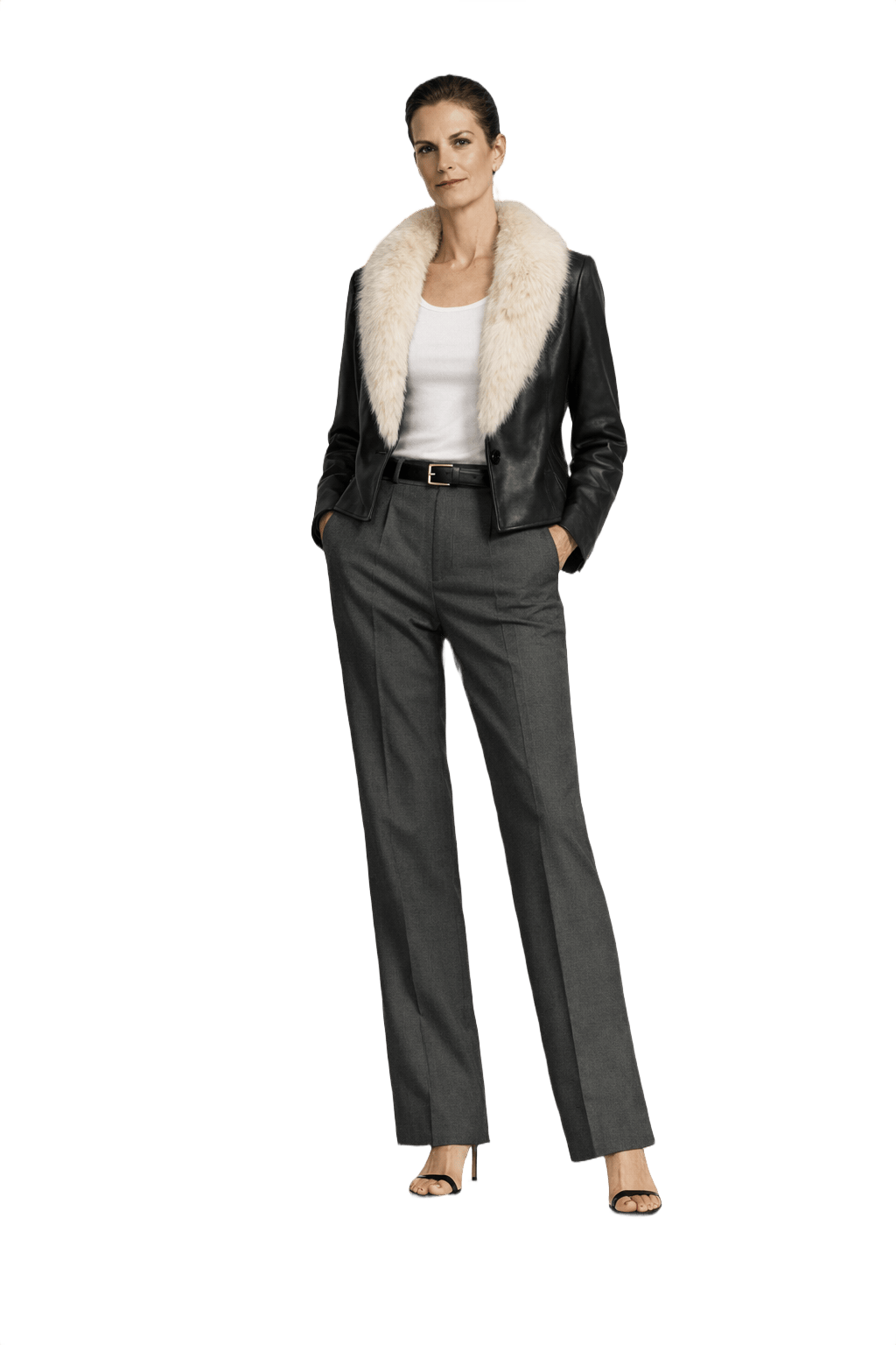 1990s Black Leather Coat - Model