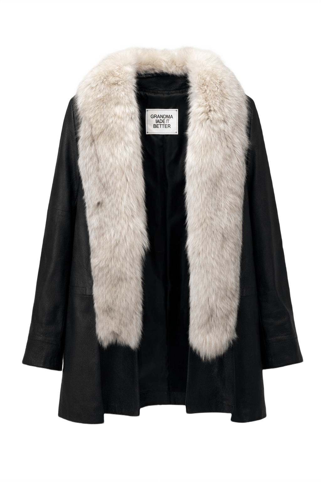 1990s Black Leather Coat - Front View