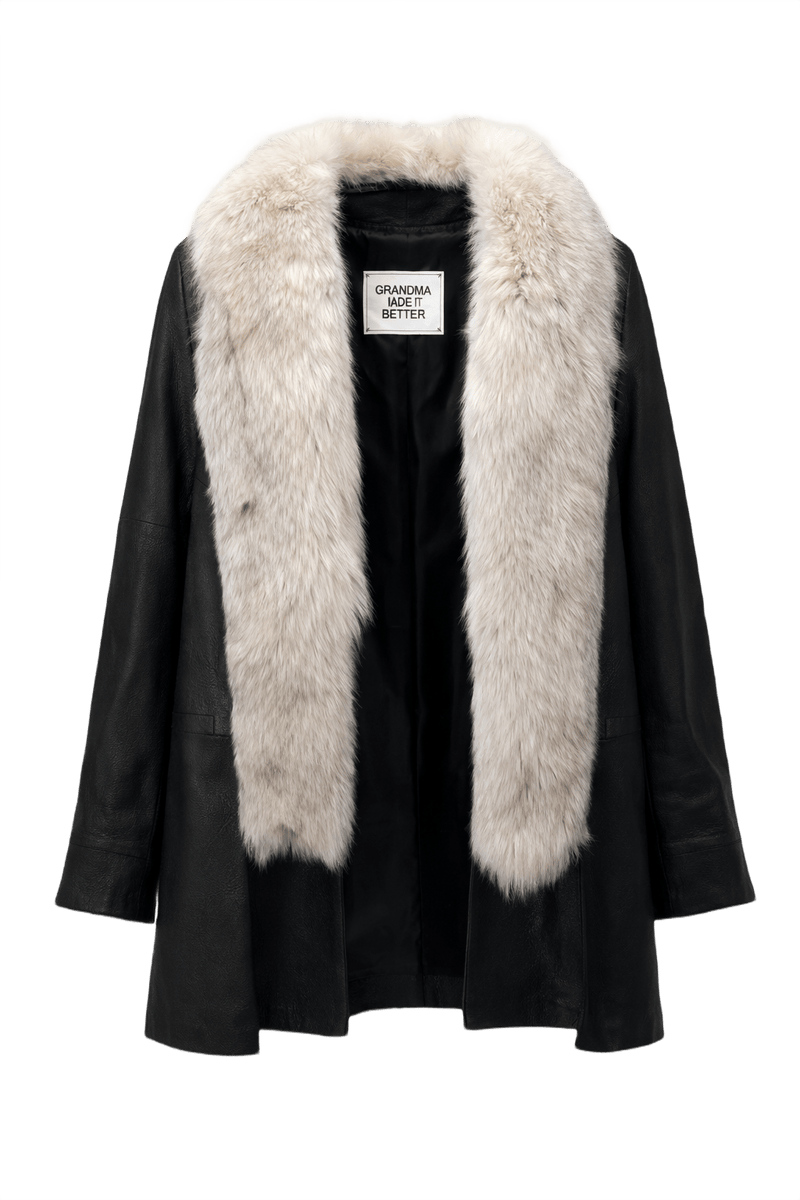 1990s Black Leather Coat - Front View