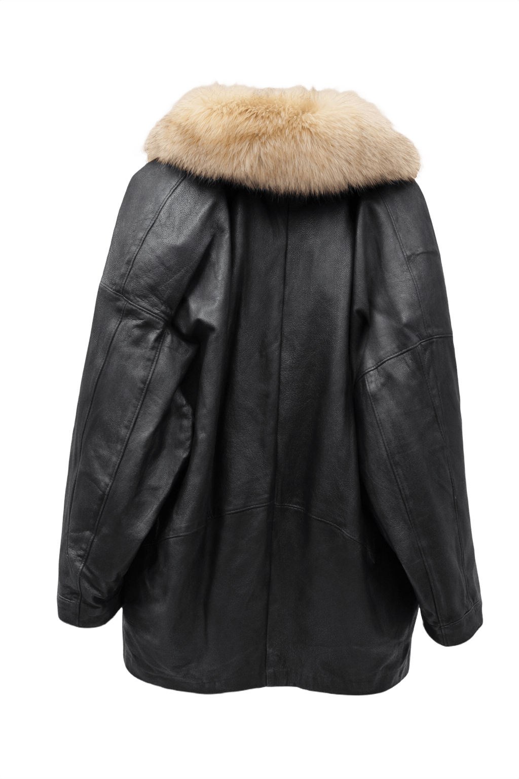 1990s Black Leather Coat - Back View