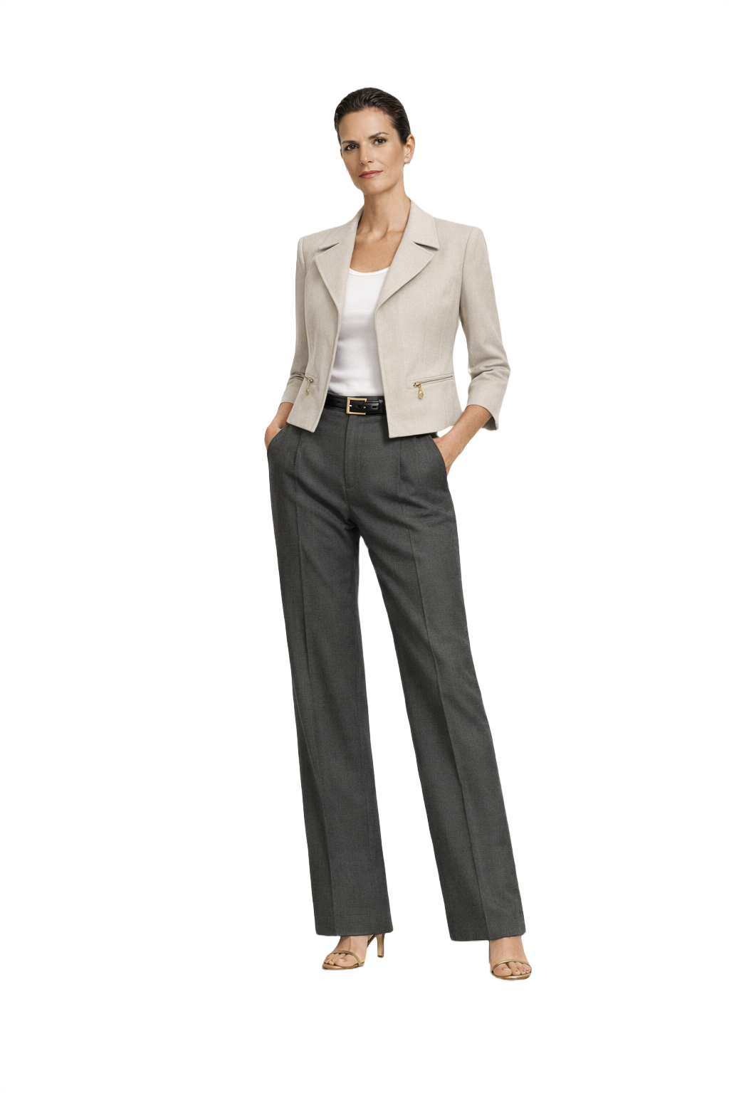 1990s Light Grey Wool Blend Blazer - Model