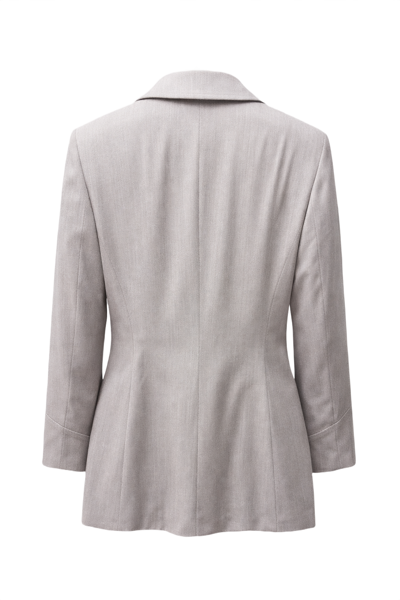 1990s Light Grey Wool Blend Blazer - Back View