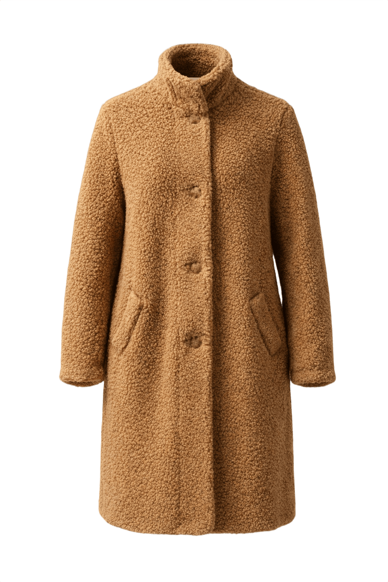 1970s Camel Brown Synthetic Coat - Front View