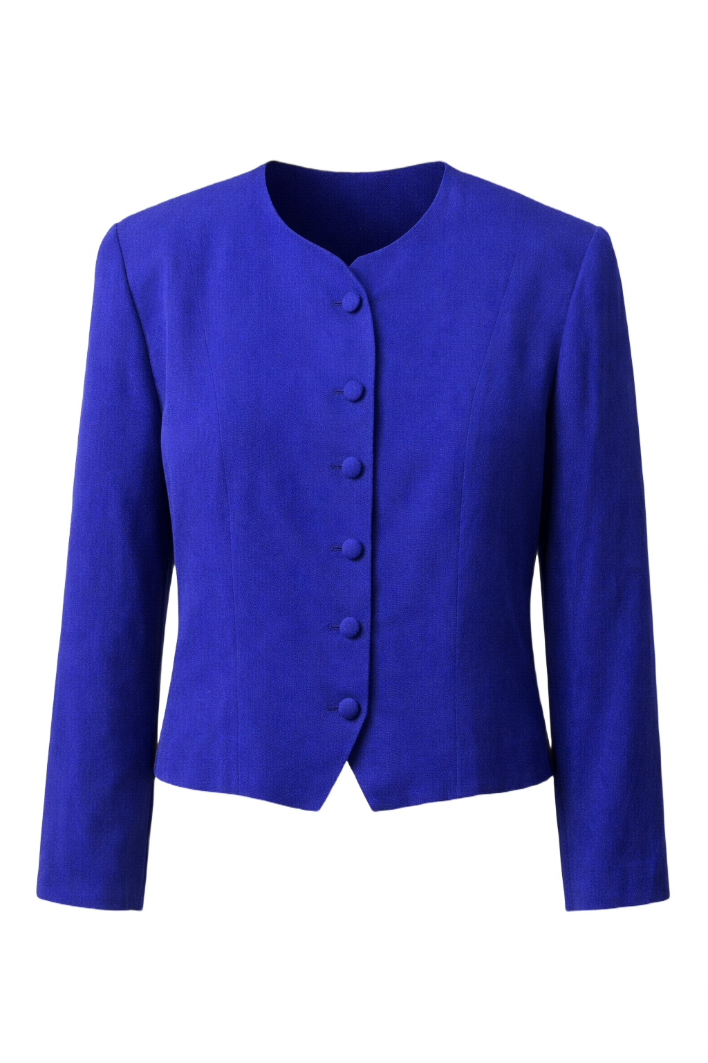 1990s Royal Blue Linen Blazer - Front View