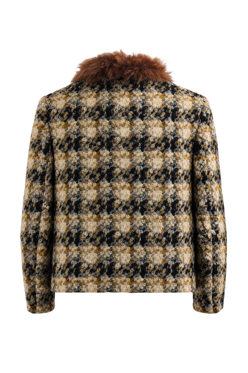 1960s Cream White Wool Jacket - Back View