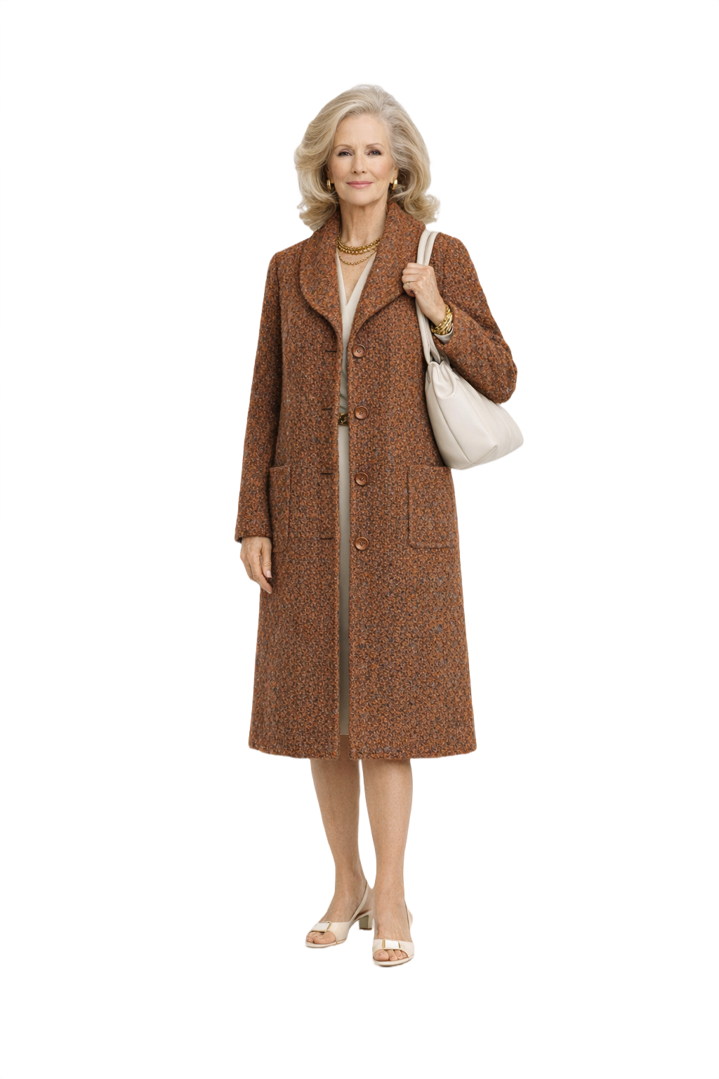 1970s Rust Brown Wool Coat - Model