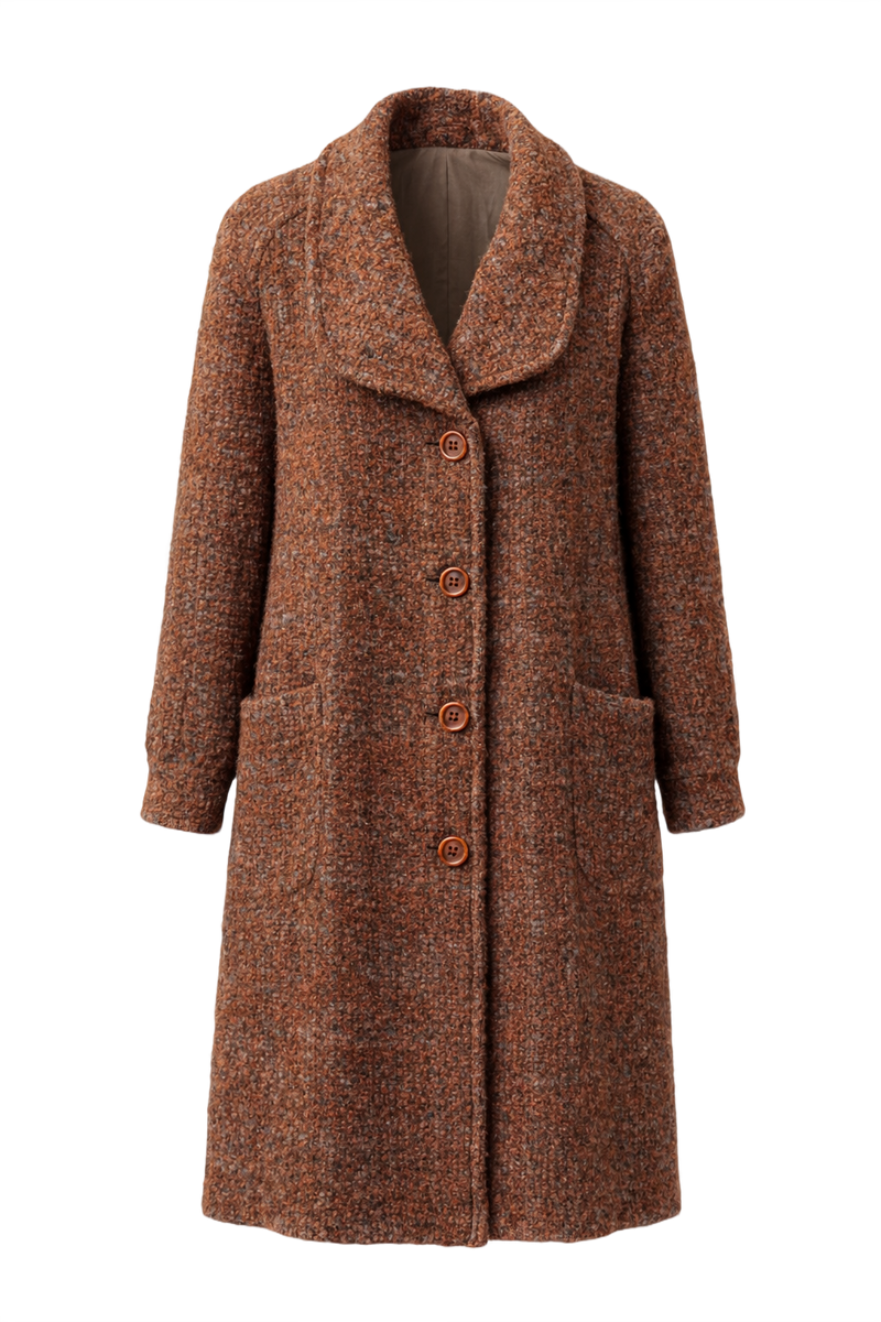 1970s Rust Brown Wool Coat - Front View