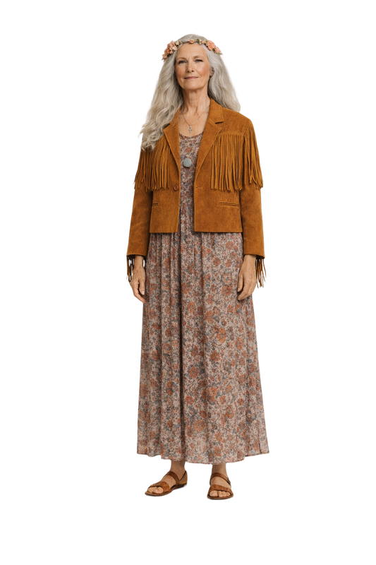 1970s Tan Suede Jacket - Model