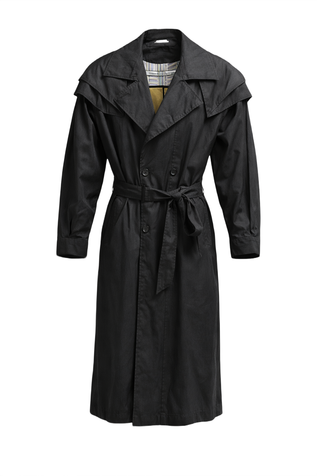 1980s Black Synthetic Blend Coat - Front View