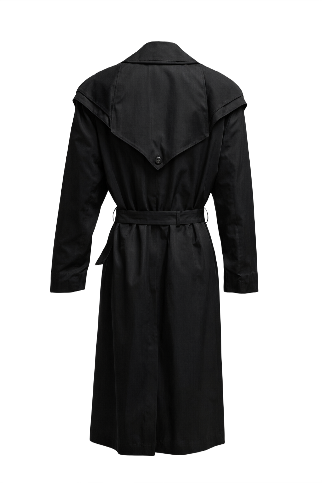 1980s Black Synthetic Blend Coat - Back View