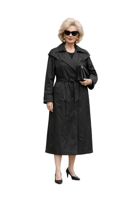 1980s Black Synthetic Blend Coat - Model