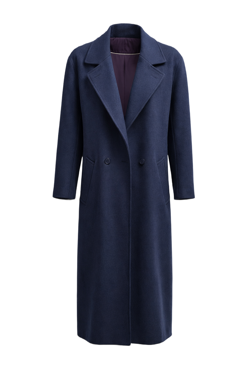 1990s Navy Blue Wool Coat - Front View