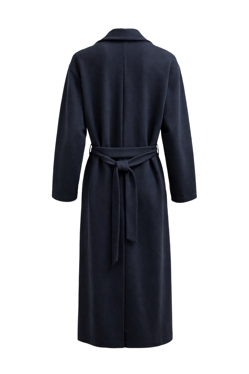 1990s Navy Blue Wool Coat - Back View