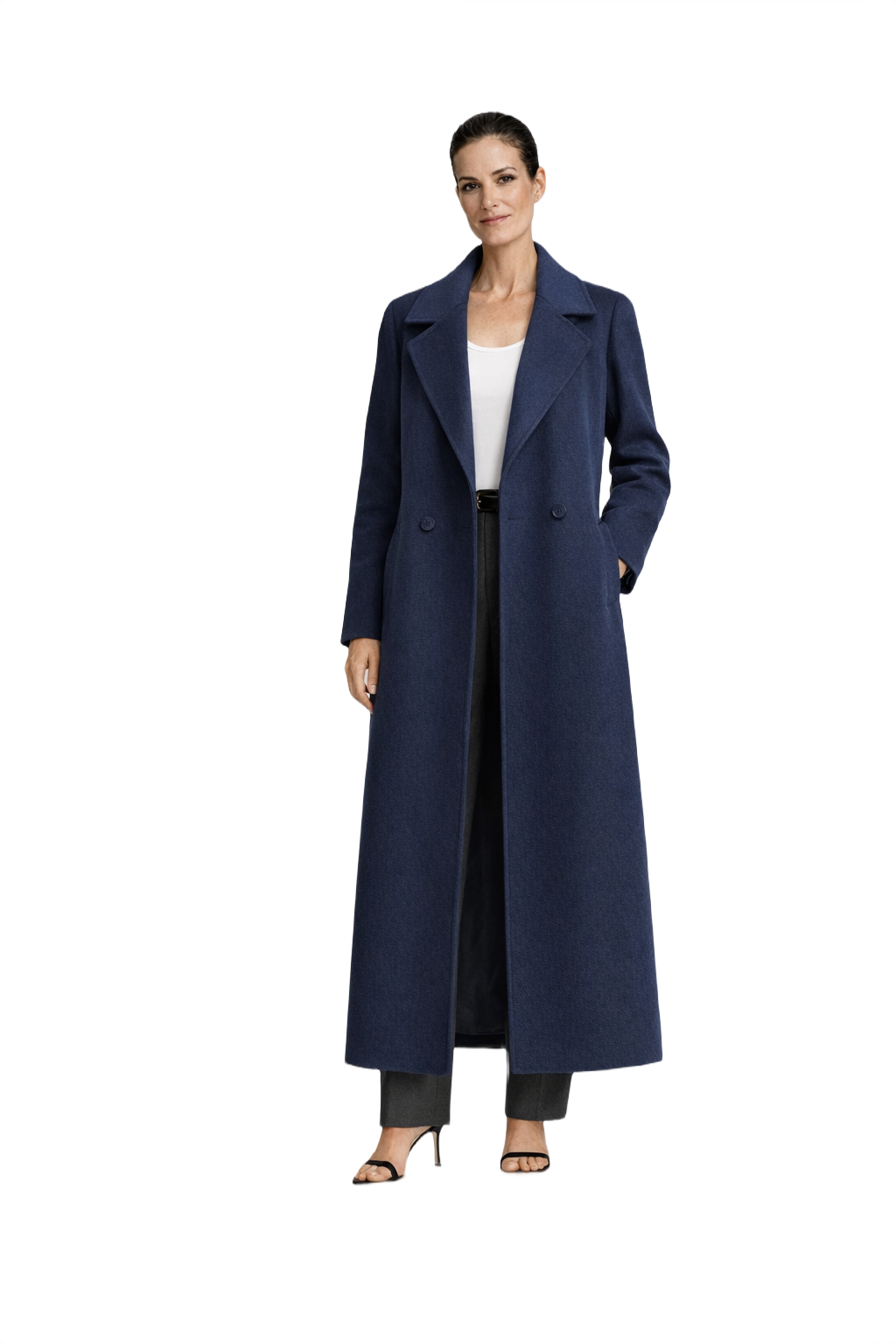 1990s Navy Blue Wool Coat - Model