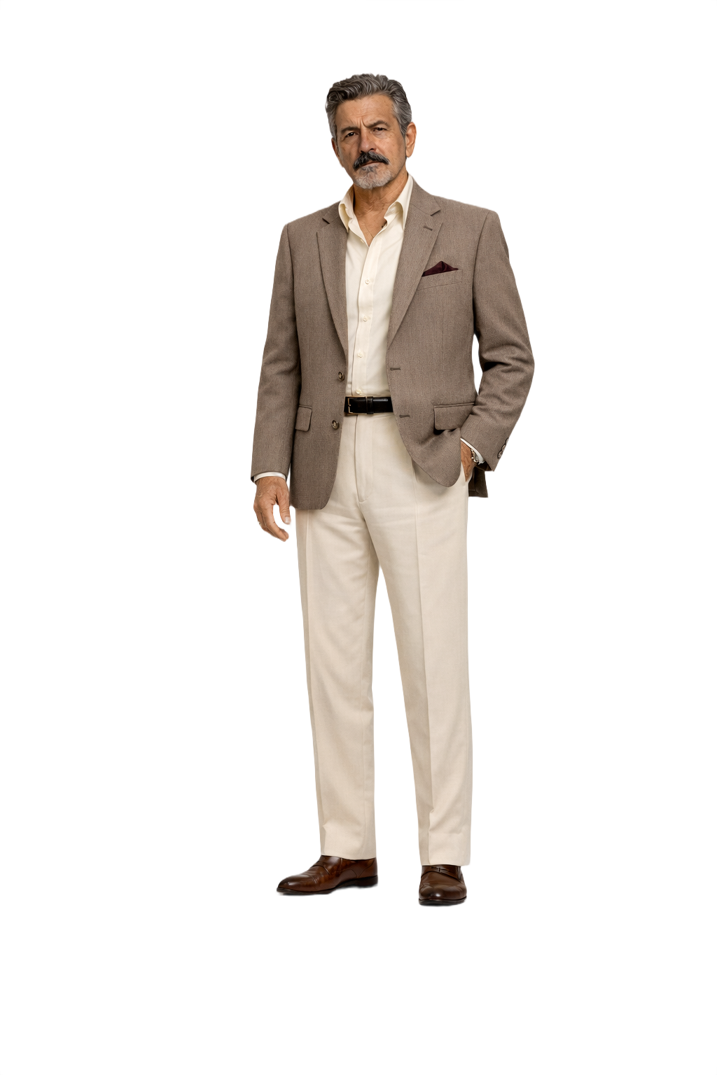 1980s Taupe Wool Blend Blazer - Model