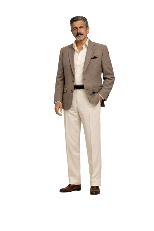 1980s Taupe Wool Blend Blazer - Model