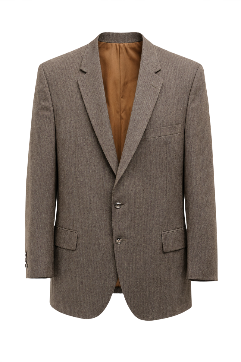 1980s Taupe Wool Blend Blazer - Front View