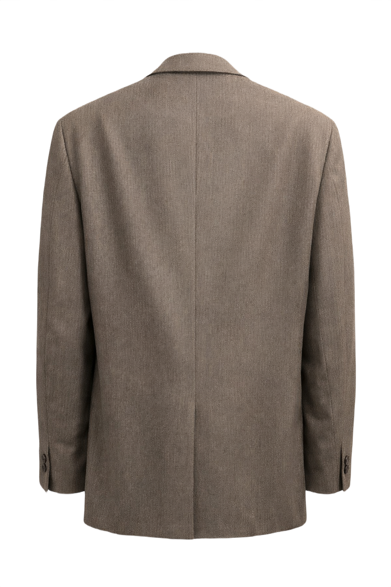 1980s Taupe Wool Blend Blazer - Back View
