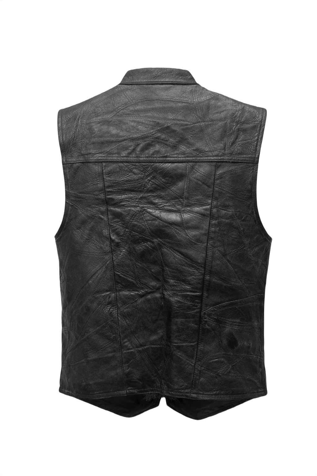 1990s Black Leather Vest - Back View