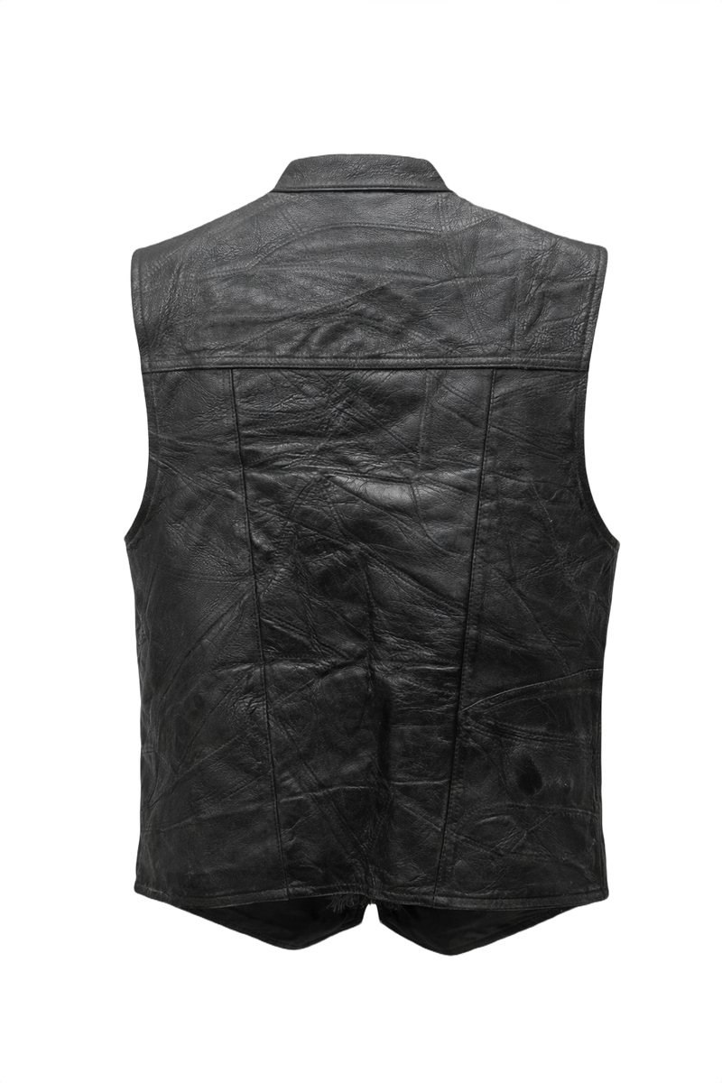 1990s Black Leather Vest - Back View