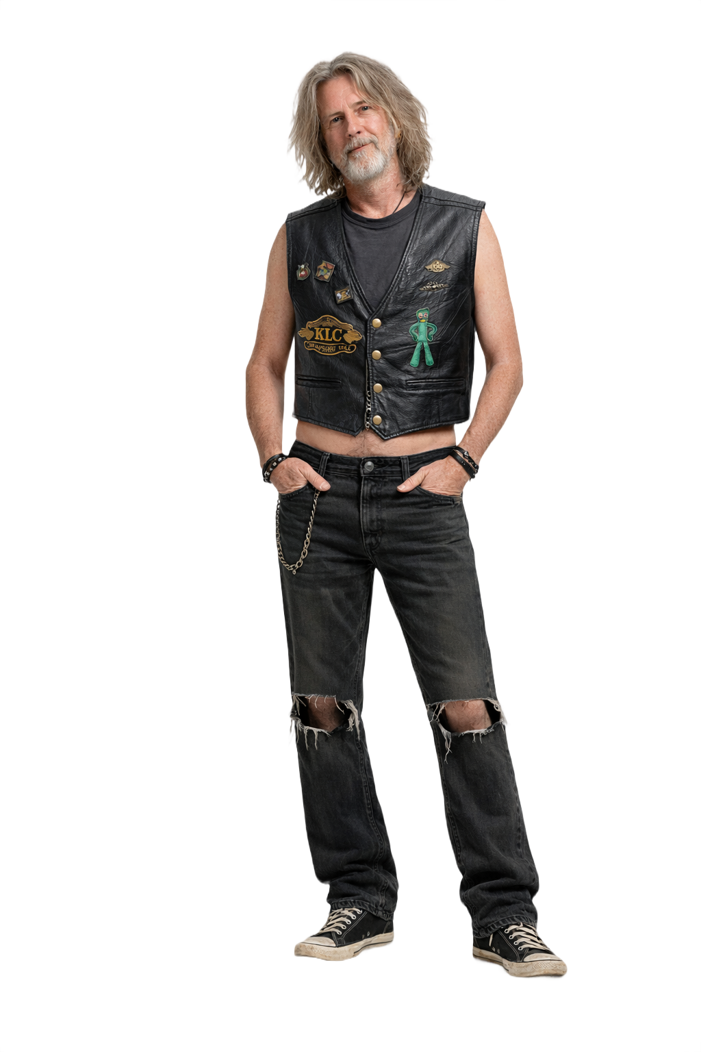 1990s Black Leather Vest - Model