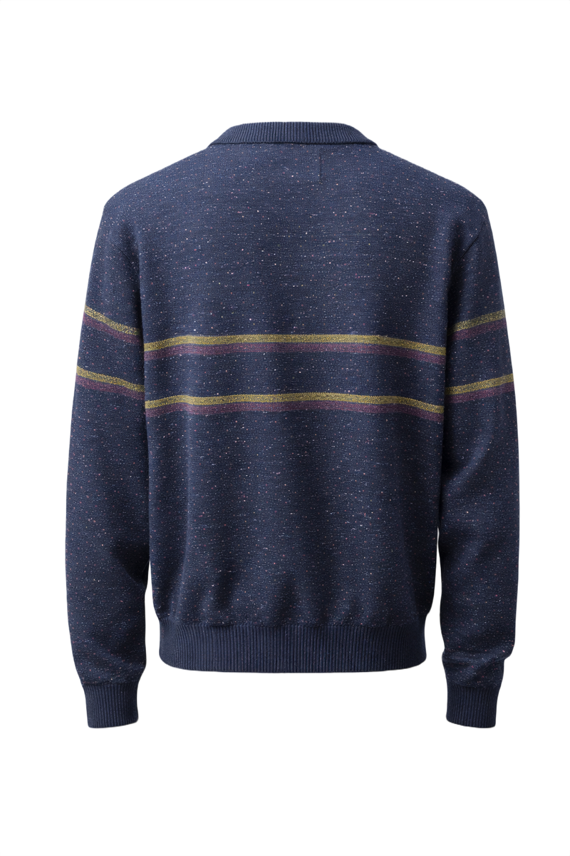 1980s Navy Blue Wool Blend Sweater - Back View