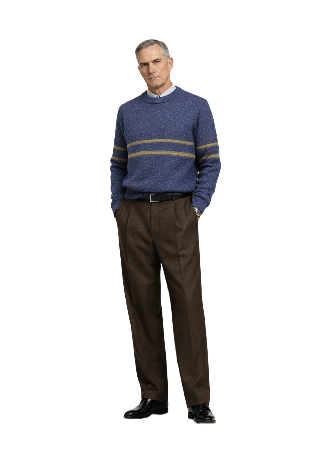 1980s Navy Blue Wool Blend Sweater - Model