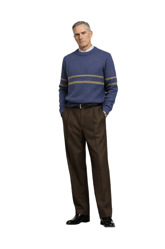 1980s Navy Blue Wool Blend Sweater - Model